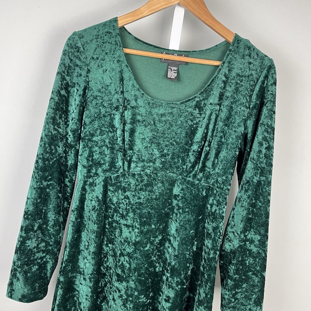Vintage Jamie Brooks Dress Womens M Green Crushed Velvet Renaissance Fair Gothic